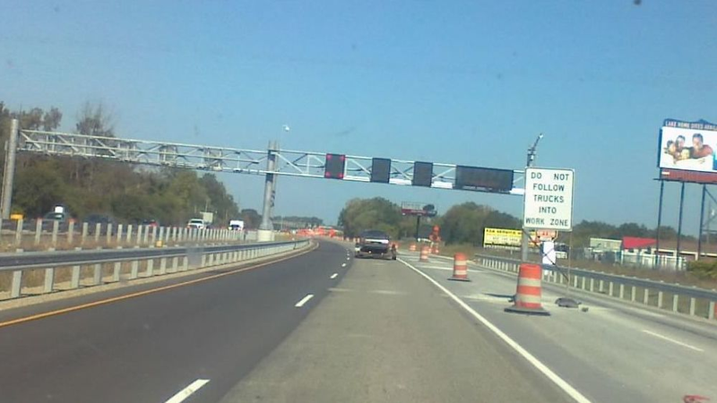 New VMS boards on the freeway read “TESTING IN PROGRESS”